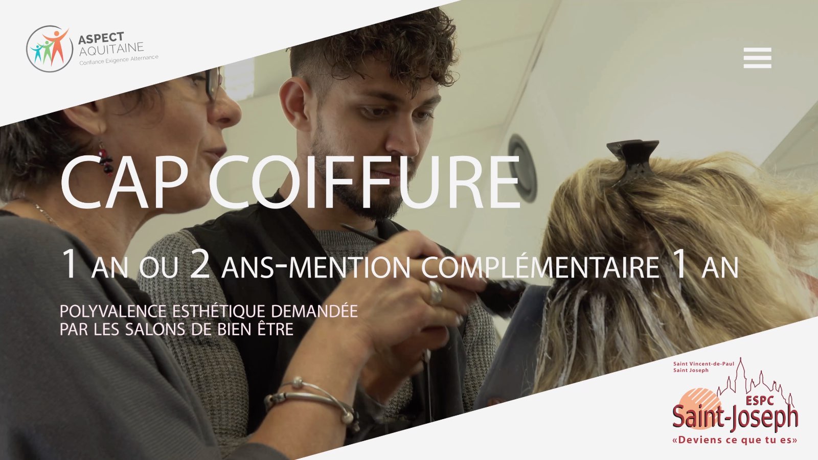 Aspect Aquitaine - L'alternance une voie d'excellence - CAP Coiffure-Mention Complémentaire Coiffure